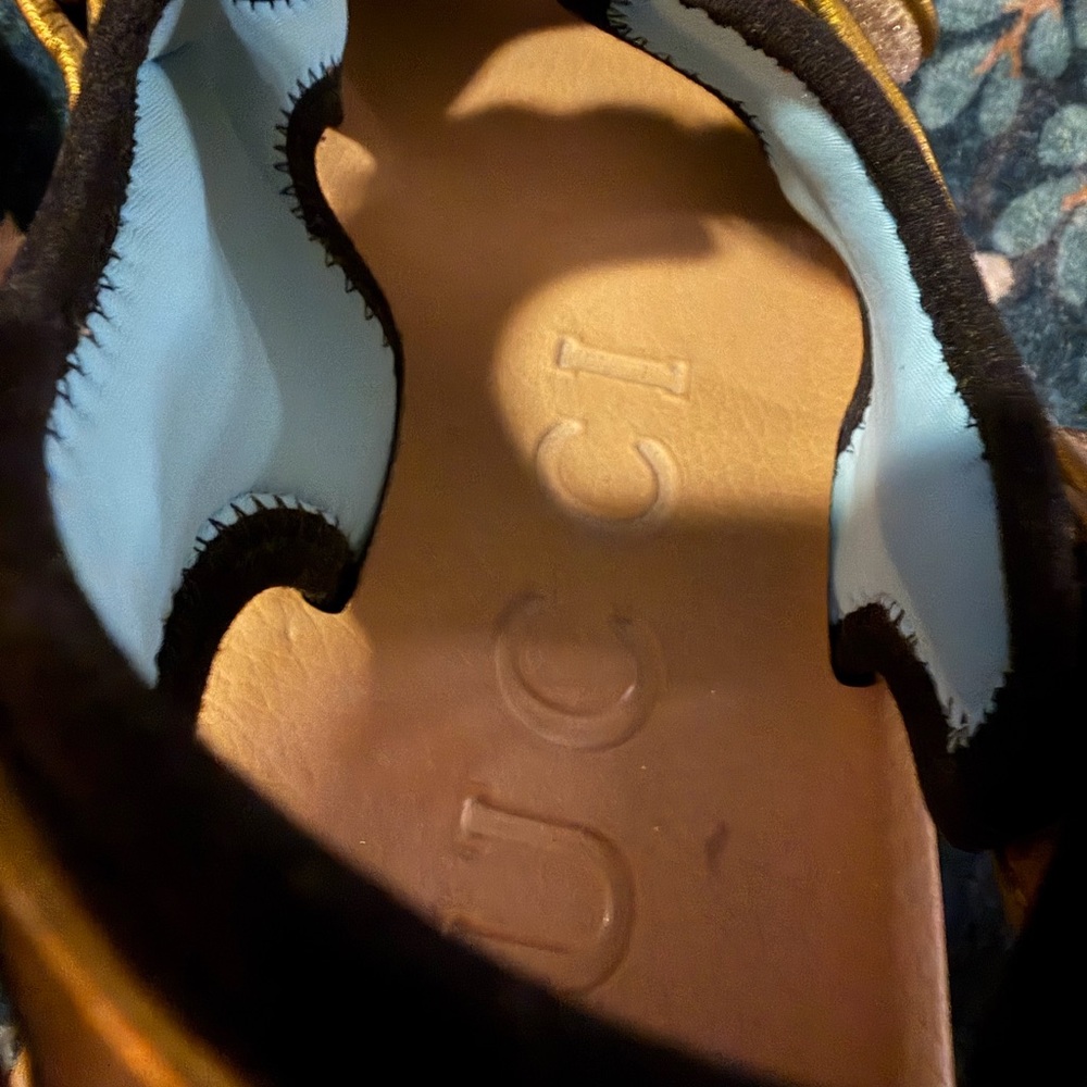 Gucci Gold Crystal Sandals - Picture 15 of 16